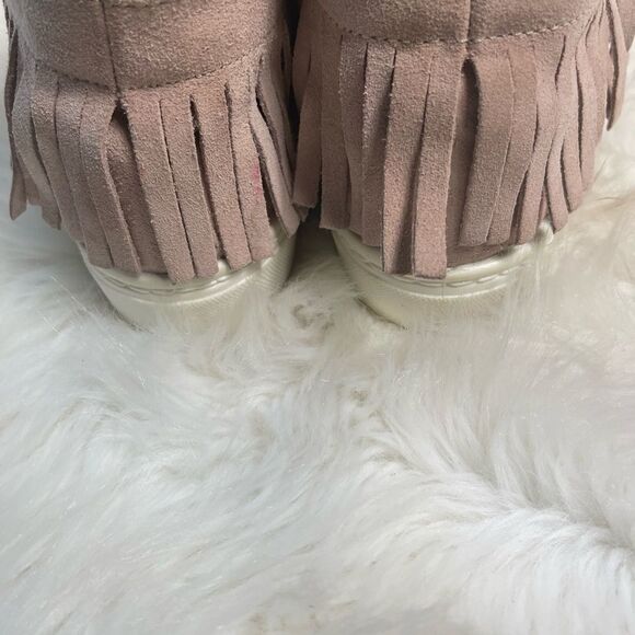 ASOS made in Italy leather suede light pink lace up fringe ankle boots EUR SZ41 - Picture 10 of 14